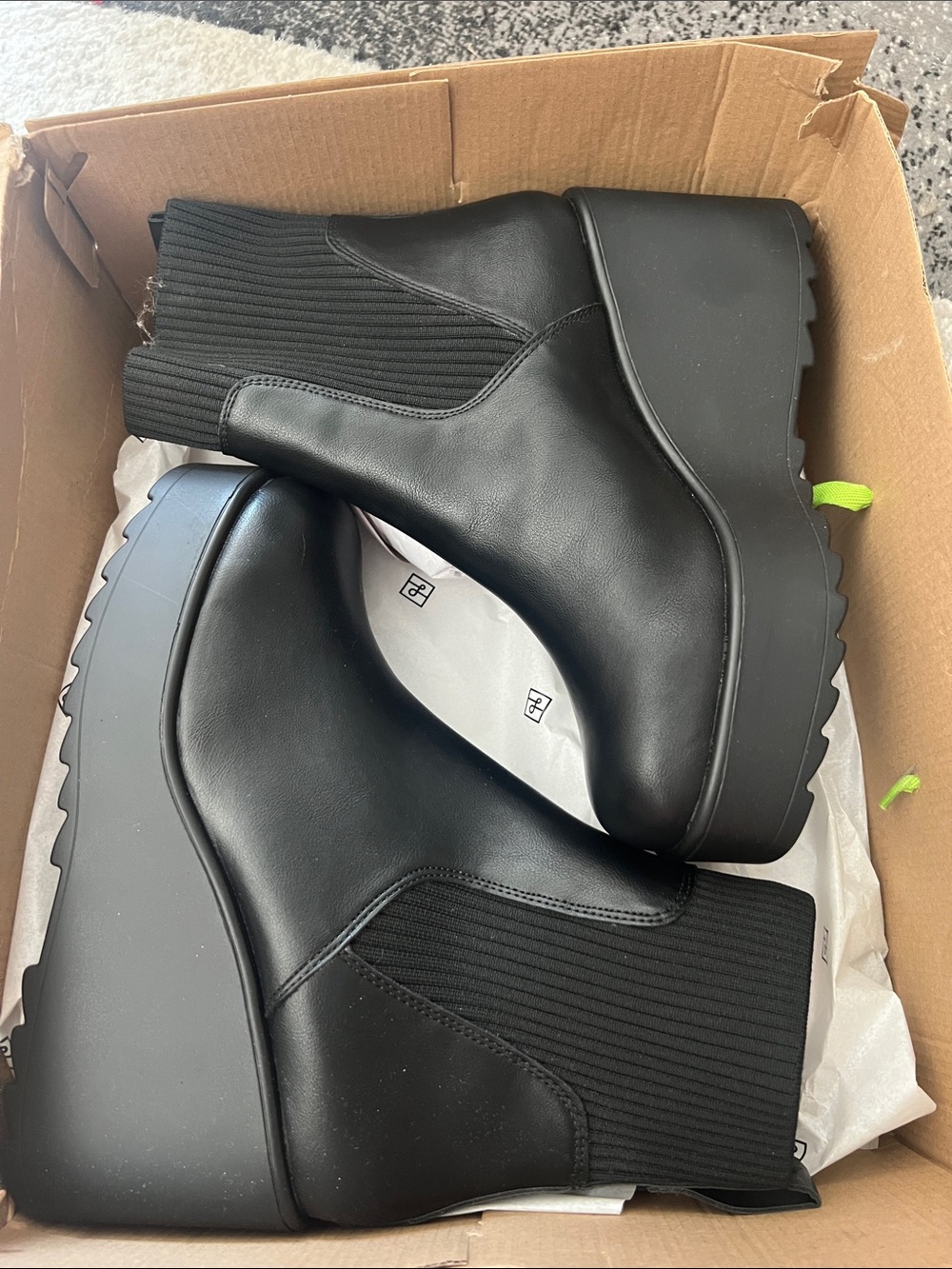 Call It Spring Black Platform Wedge Chelsea Boots